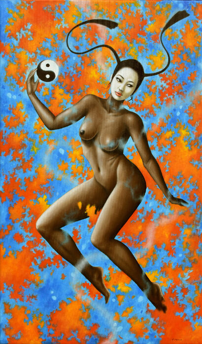 Yin and Yang, or Dance of Silk and Ebony - a Paint Artowrk by Leandro Pitocco